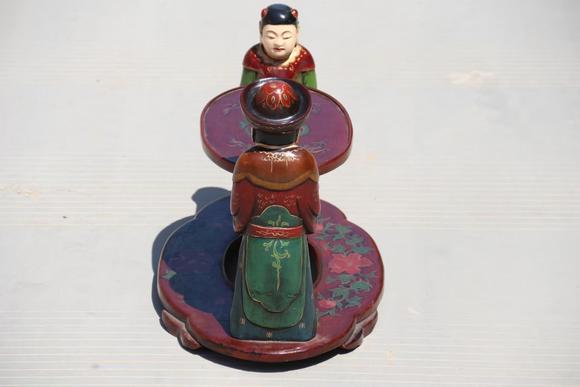 億品兆富株式會社（AALPZF）清代木胎漆器 雙童獻(xiàn)瑞彩繪抬盤