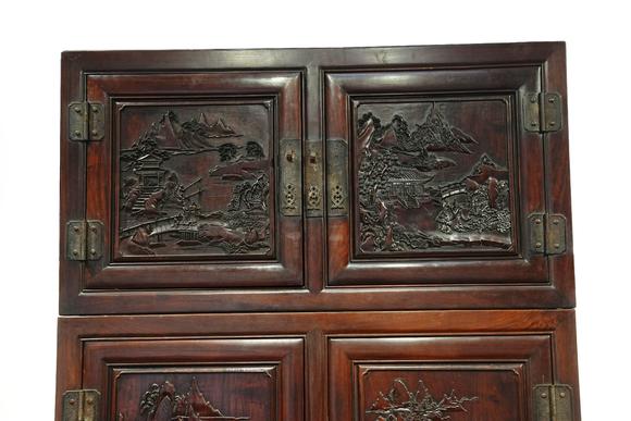 HUNG YUN ZHAI AUCTION HOUSE INCHuali Wood Landscape Top Cabinet