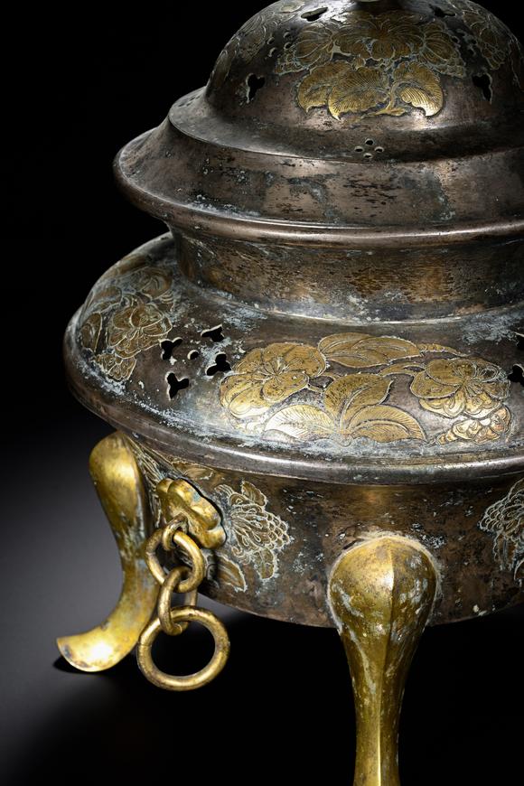 HUNG YUN ZHAI AUCTION HOUSE INCPre-Ming Dynasty Silver-Gilt Floral Incense Burner