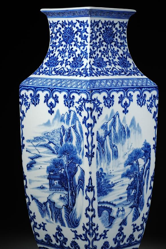 HUNG YUN ZHAI AUCTION HOUSE INCQianlong Period Underglaze Blue Square Zun Vessel with Landscape