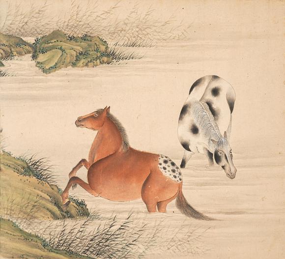 中鴻信載瀛（1875-1930）?八駿圖通景屏風(fēng)