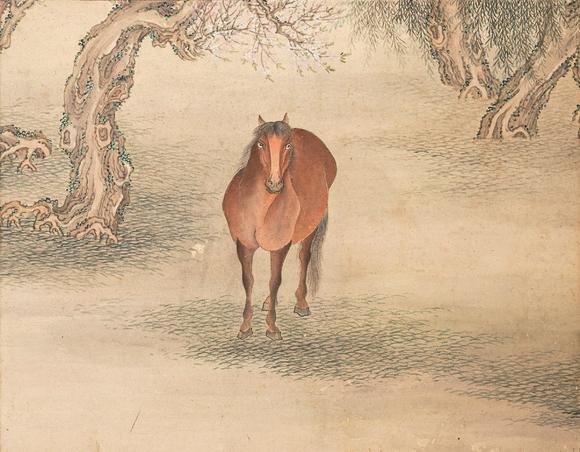 中鴻信載瀛（1875-1930）?八駿圖通景屏風(fēng)