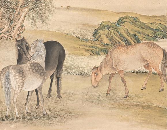 中鴻信載瀛（1875-1930）?八駿圖通景屏風(fēng)