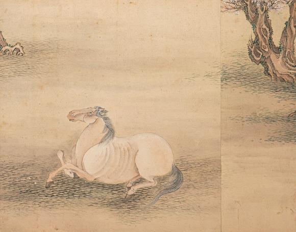 中鴻信載瀛（1875-1930）?八駿圖通景屏風(fēng)