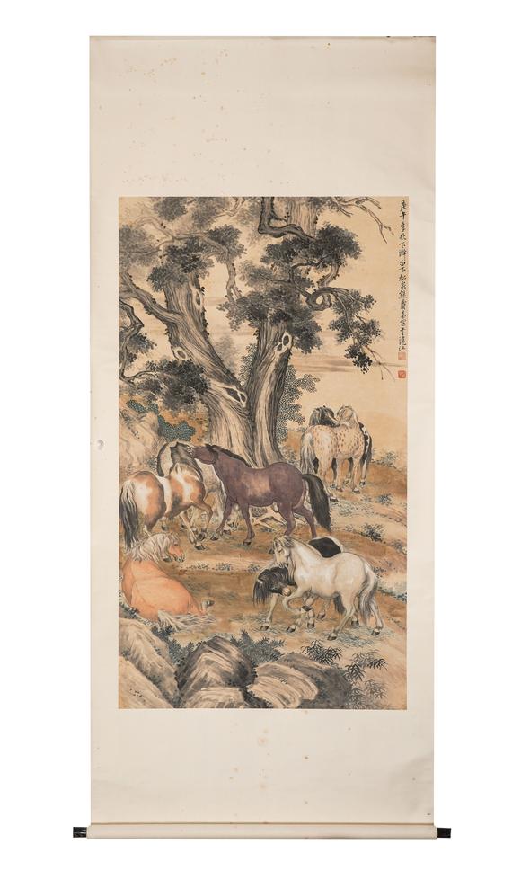 中鴻信熊松泉(1884-1961)?古柏八駿圖