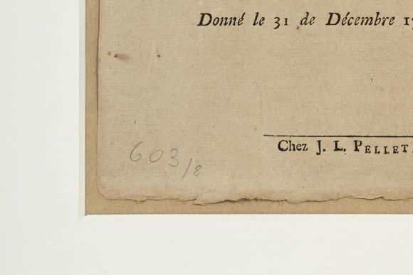 Piguet - H?tel des VentesHELVETICA. édit de Genève de 1788 relatif à la régulation de l'approvisionnement de la farine, 23x36,5 cm, encadré