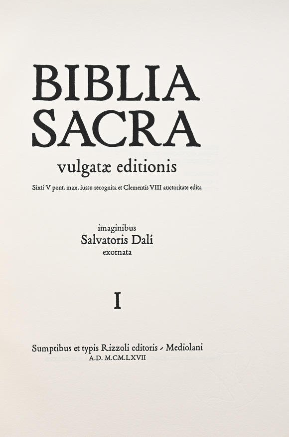 Piguet - H?tel des VentesDALI (Salvador). Biblia Sacra vulgatae editionis. Rome, Rizzoli-Mediolani, 1967-1969. 5 vol. in-folio, reliure de l'éditeur, embo?tages