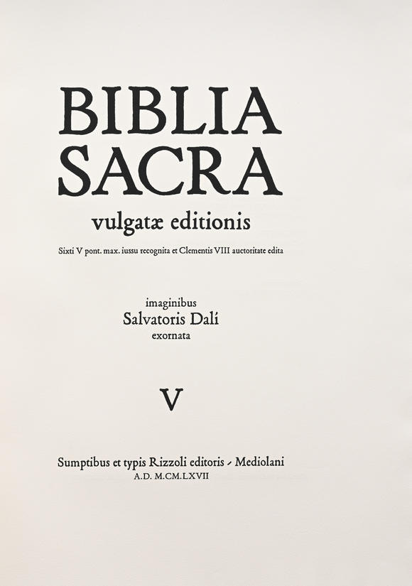 Piguet - H?tel des VentesDALI (Salvador). Biblia Sacra vulgatae editionis. Rome, Rizzoli-Mediolani, 1967-1969. 5 vol. in-folio, reliure de l'éditeur, embo?tages