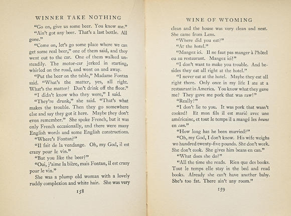 Piguet - H?tel des VentesHEMINGWAY (Ernest). Winner Take Nothing. New York, Charles Scribner’s Sons, 1933. In-8°HEMINGWAY (Ernest). Winner Take Nothing. New York, Charles Scribner’s Sons, 1933. 8vo., publisher’s full black cloth, publisher’s uncl