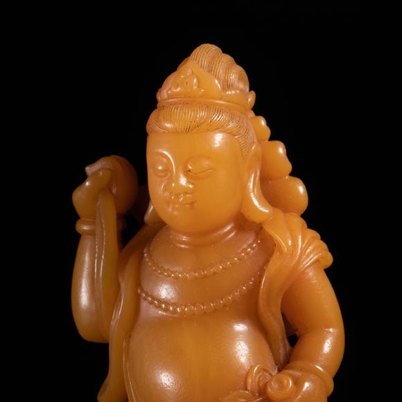 （和正堂株式會社）吉祥美術(shù)清 黃石 雕觀音立像
