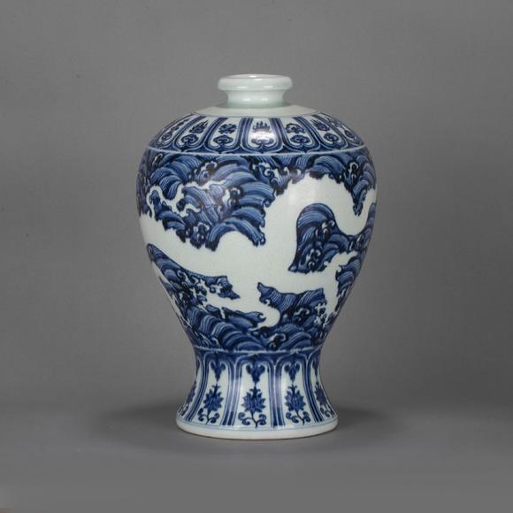 （和正堂株式會社）吉祥美術(shù)明 古染附龍紋梅瓶