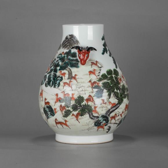 （和正堂株式會社）吉祥美術(shù)清乾隆  粉彩百鹿尊