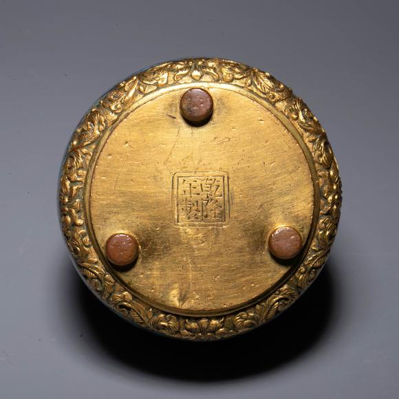 （和正堂株式會社）吉祥美術(shù)清乾隆 掐絲琺瑯局部鎏金纏枝蓮紋香爐