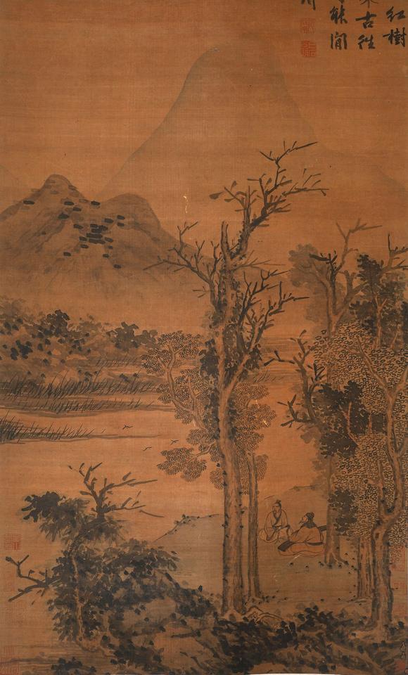 中鴻信沈周（1427-1509）?秋溪坐話圖軸