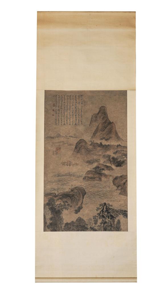 中鴻信石濤（1642-1718）?溪畔觀瀾圖軸