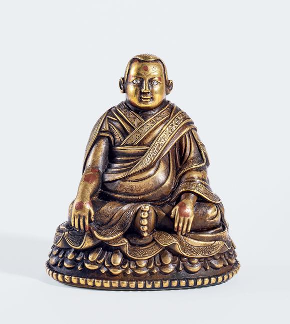 中鴻信清早期 合金銅上師像