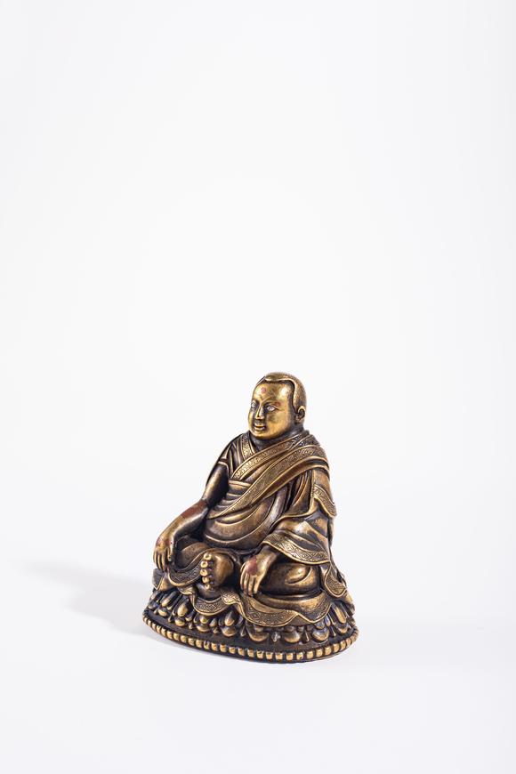 中鴻信清早期 合金銅上師像