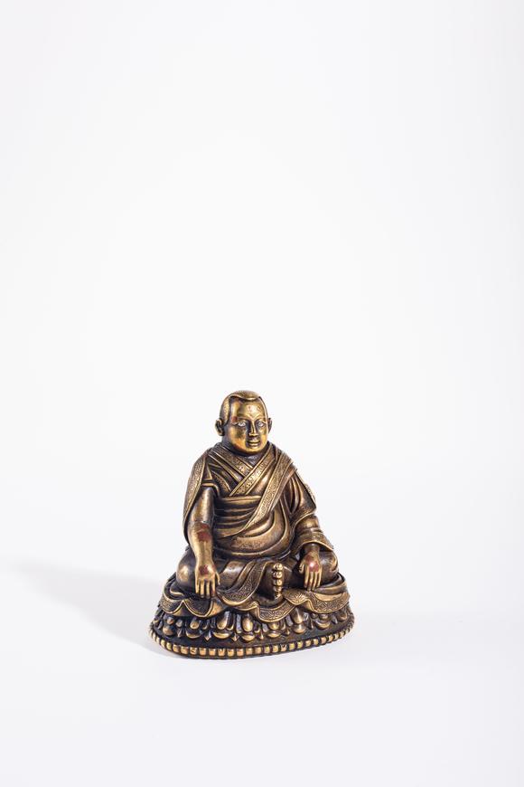 中鴻信清早期 合金銅上師像
