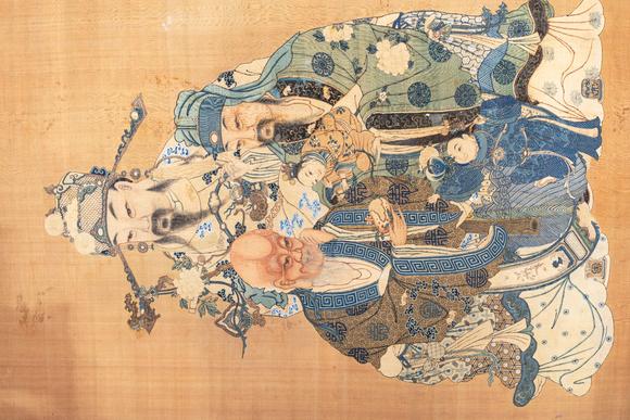 中鴻信清乾隆 緙絲福祿壽三星像