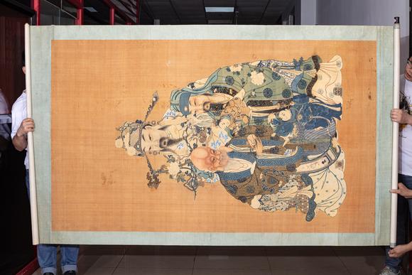 中鴻信清乾隆 緙絲福祿壽三星像
