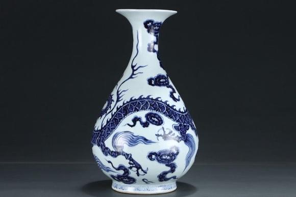 日本松町古美青花龍紋玉壺春瓶