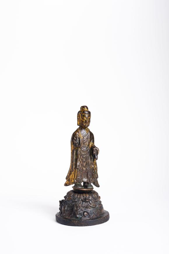 中鴻信明 銅鎏金釋迦牟尼佛立像