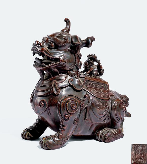 中鴻信清乾隆 銅瑞獸香薰