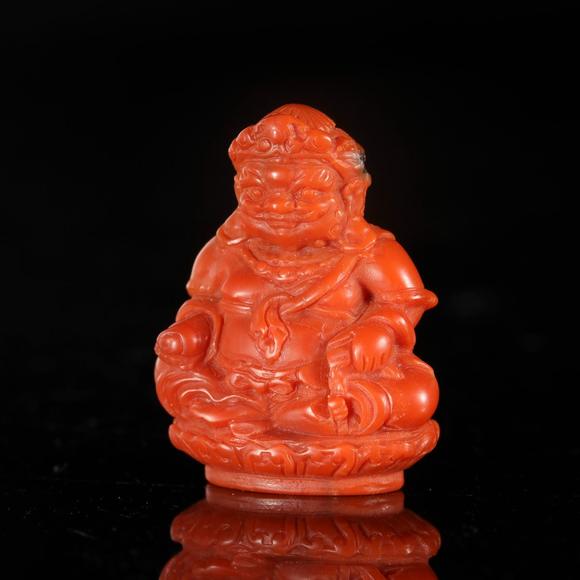 藝是拍賣清·南紅瑪瑙黃財神像