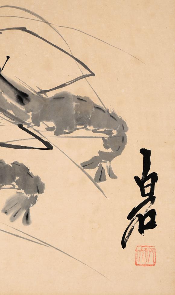 東京銀座（古美術(shù)宋磁）齊白石  雛雞·群蝦