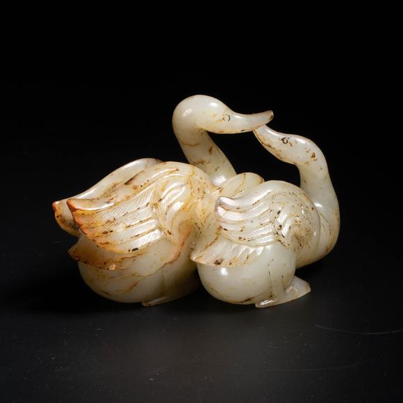 （和正堂株式會社）吉祥美術(shù)唐宋 白玉雙鶴擺件