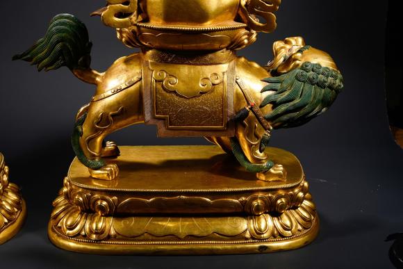 日本東競(jìng)株式會(huì)社17世紀(jì) 銅鎏金文殊菩薩 普賢菩薩 造像