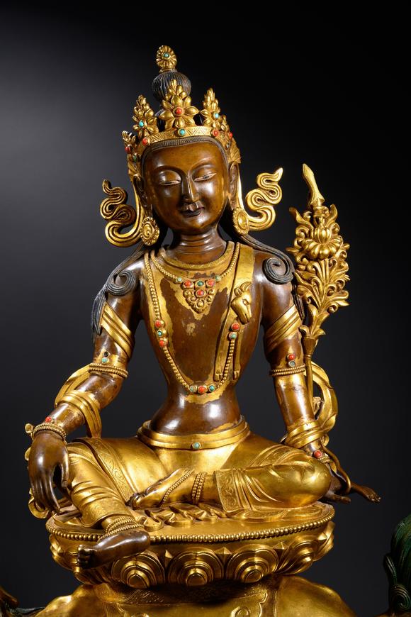 日本東競(jìng)株式會(huì)社17世紀(jì) 銅鎏金文殊菩薩 普賢菩薩 造像