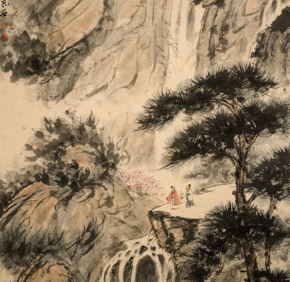 日本東競株式會社傅抱石山水圖立軸