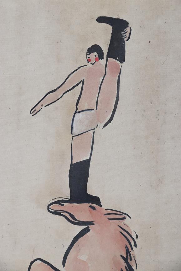 東京新日本常玉（1895-1966）　馬上英雄　油畫鏡框
