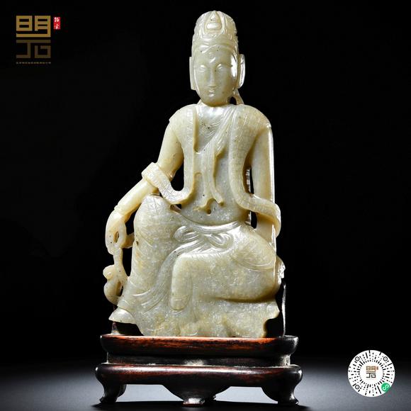 北京明石拍賣有限公司明 白玉水月觀音坐像