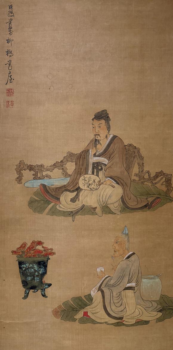 東京新日本陳洪綬（1598-1652）　人物　絹本立軸