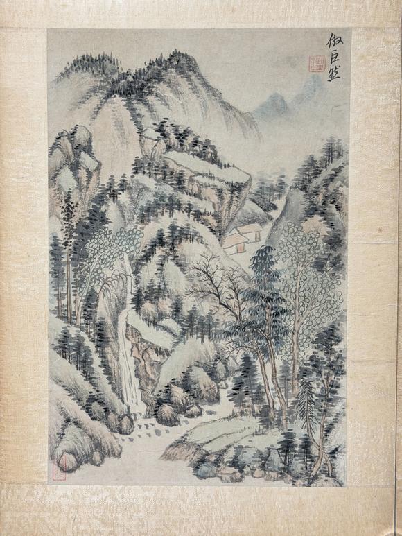 東京新日本王鑑（1598-1677）　山水四開(kāi)　紙本鏡片