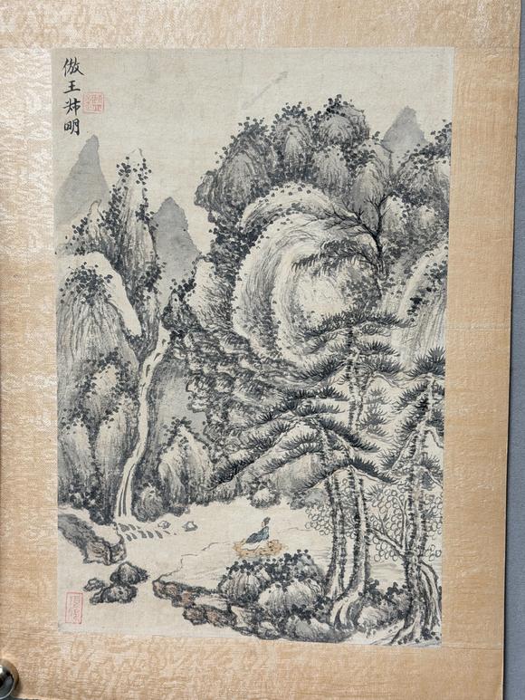 東京新日本王鑑（1598-1677）　山水四開　紙本鏡片
