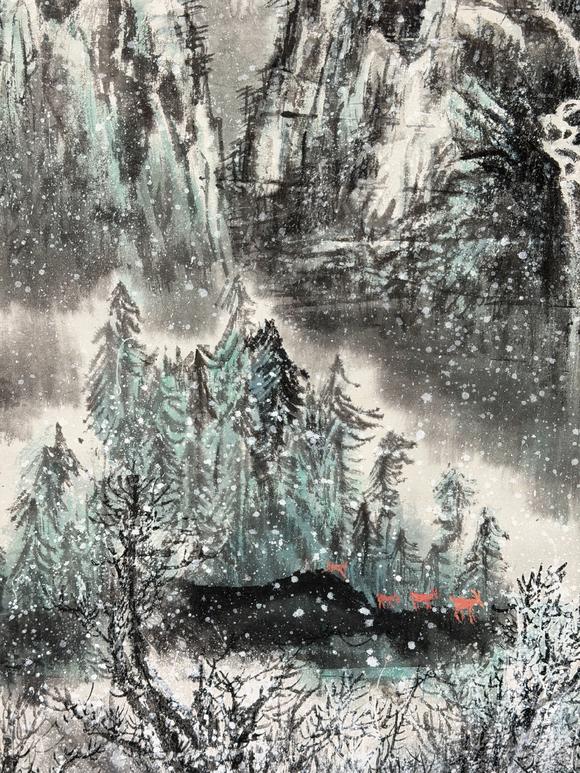 東京新日本陳大章（1930-2015）　瑞雪　紙本鏡心