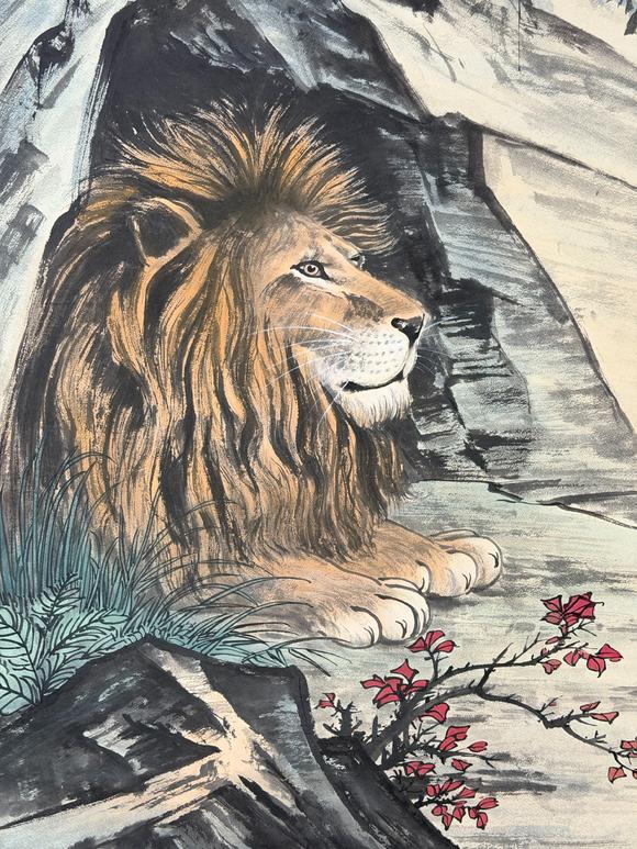 東京新日本黃君璧（1898-1991）　雄獅圖　紙本立軸