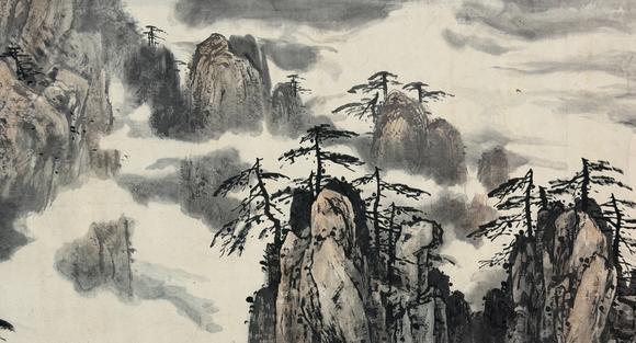 東京新日本朱吉?jiǎng)伲ń?dāng)代）　黃海煙雲(yún)　紙本橫批