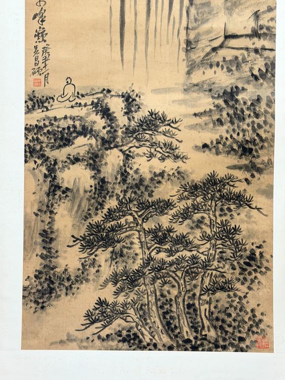 東京新日本吳昌碩（1844-1927）　山水　綾本立軸