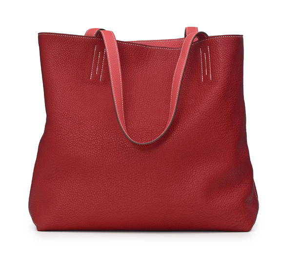 Piguet - H?tel des VentesHermès, sac Double Sens en cuir Clémence rouge et corail, piqué sellier blanc, housse, 32x35 cm