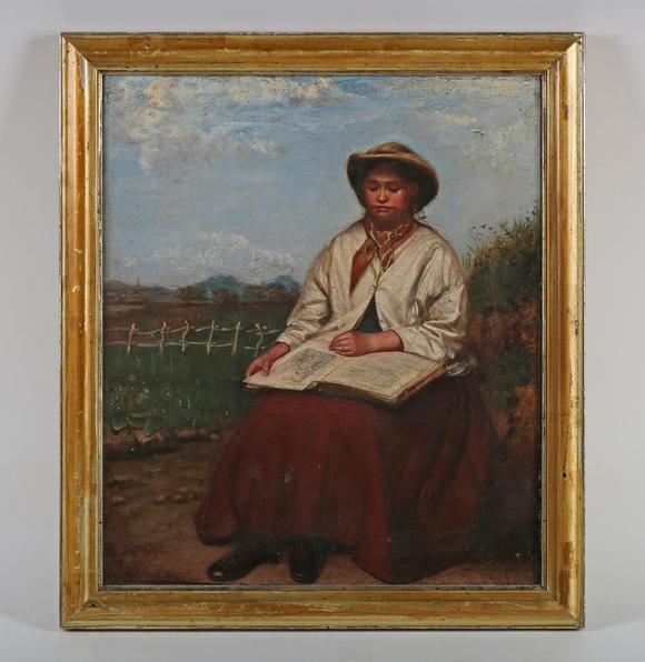TooveysT. Twigg (19th century) - ‘Spring’: seated woman reading a book, o