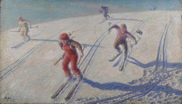 TooveysVictor Mey (Russian 20th century) - Skiing scene, oil on canvas, sig