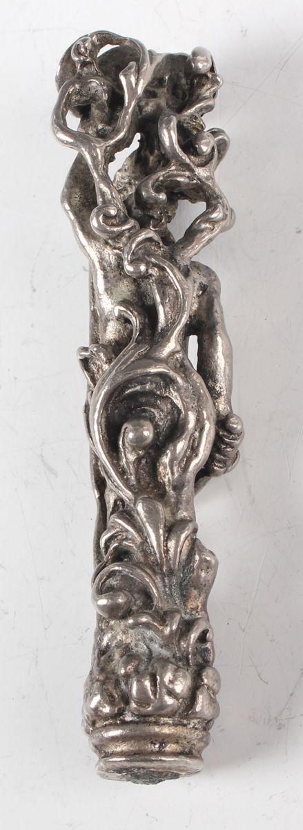 TooveysA 19th century Continental silver plated desk seal handle, cast in t