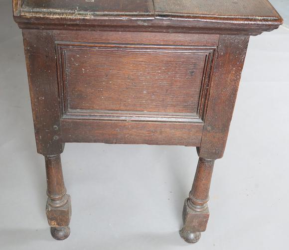 TooveysAn 18th century provincial oak dresser base, fitted with three drawe