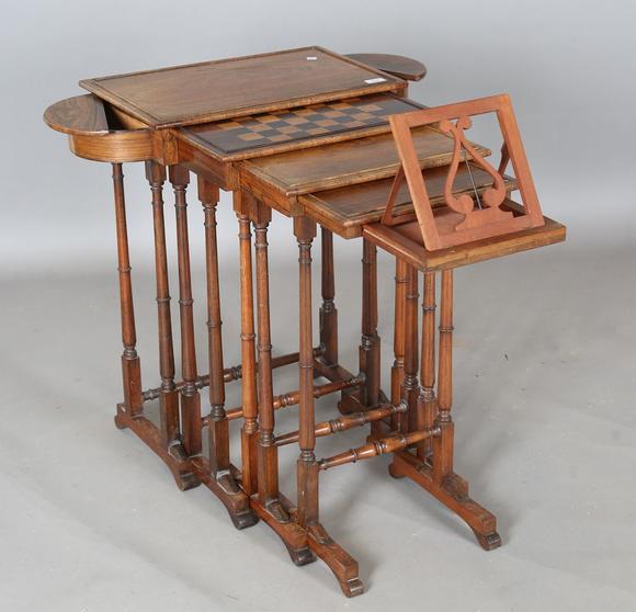 TooveysAn unusual mid-Victorian rosewood quartetto nest of occasional table