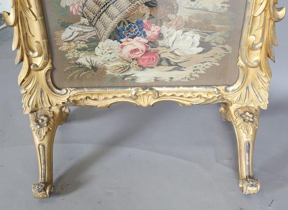 TooveysAn impressive mid-Victorian giltwood firescreen, the rococo style fr
