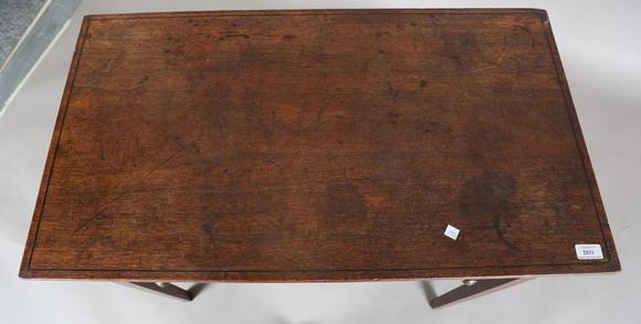 TooveysA George III mahogany side table with an ebony inlaid border and sin